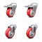 Service Caster 4 Inch Red Polyurethane Swivel Bolt Hole Caster Set with 2 Total Lock Brake SCC-BHTTL20S414-PPUB-RED-2-S-2 - alternate 1